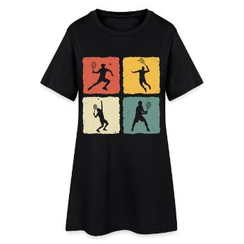Tennis Retro Joueur de tennis T-shirt Jouer au tennis - Robe T-shirt Femme - noir - Devant