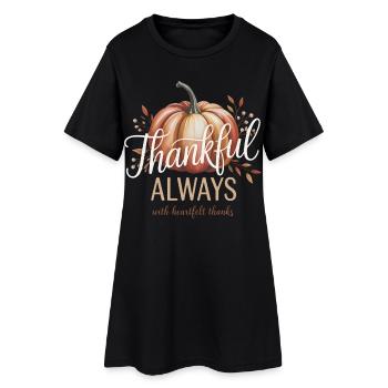 Autumn Pumpkin Grateful Always Design - Women’s T-Shirt Dress - black - Front