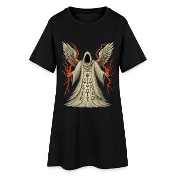 Sinistre à capuche avec ailes et runes - Robe T-shirt Femme - noir - Devant