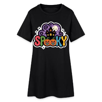 Haunted House Halloween - Women’s T-Shirt Dress - black - Front