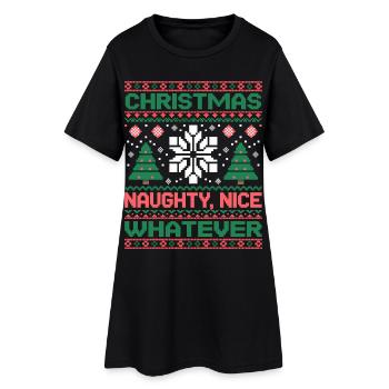 Noël Pixel Sweat Coquin Gentil Quoi - Robe T-shirt Femme - noir - Devant