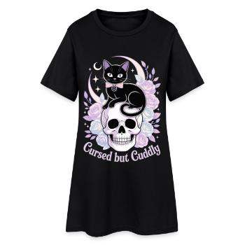 Maudit et câlin : Crâne de chat - Robe T-shirt Femme - noir - Devant