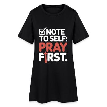 Pray First Gebet Jesus Glaube - Frauen T-Shirt-Kleid - Schwarz - Vorne
