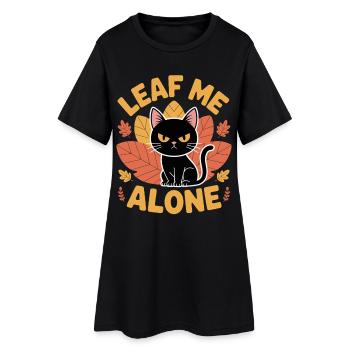 Katze Herbst Lustig Lass Mich Alleine - Frauen T-Shirt-Kleid - Schwarz - Vorne