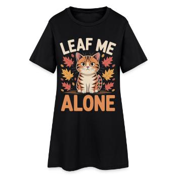 Katze Herbst Lustig Lass Mich Alleine - Frauen T-Shirt-Kleid - Schwarz - Vorne