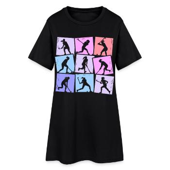Joueur de hockey sur gazon, hockey féminin pour enfants - Robe T-shirt Femme - noir - Devant