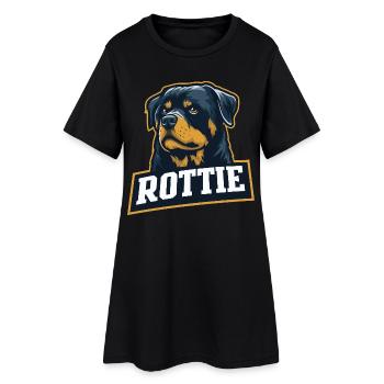 Rottie – Starkes Rottweiler Portrait - Frauen T-Shirt-Kleid - Schwarz - Vorne