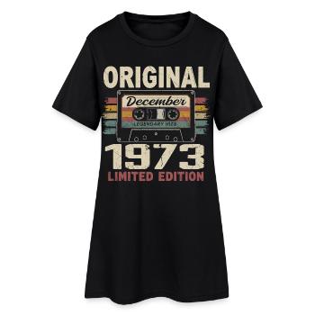 Cadeau D'anniversaire Décembre 1973 - Robe T-shirt Femme - noir - Devant