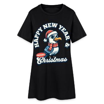 Cheeky Seagull – Merry Christmas & Happy New Year - Women’s T-Shirt Dress - black - Front