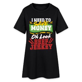 Beef Jerky Dried Meat Biltong Pemmican - Women’s T-Shirt Dress - black - Front