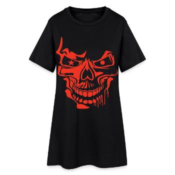 Red Stylized Skull Illustration - Women’s T-Shirt Dress - black - Front
