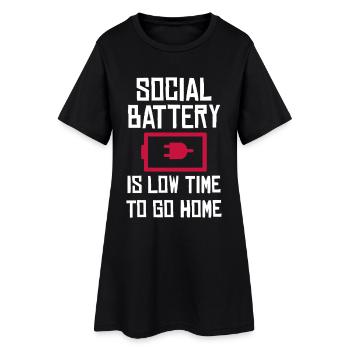 Social Battery: Zeit nach Hause - Frauen T-Shirt-Kleid - Schwarz - Vorne
