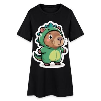 Dinosaure Dino Capybara - Robe T-shirt Femme - noir - Devant