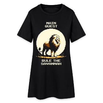 Main Quest: Savanne herrschen | Löwe Wildnis - Frauen T-Shirt-Kleid - Schwarz - Vorne