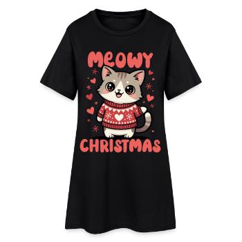 Noël miaou - Robe T-shirt Femme - noir - Devant