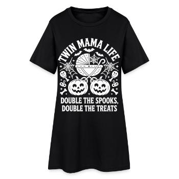 Twin Mama Life Double The Spooks Gâteries Halloween - Robe T-shirt Femme - noir - Devant