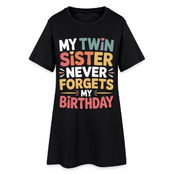 Jumeaux Jumelle Soeur Anniversaire - Robe T-shirt Femme - noir - Devant