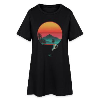Coucher de soleil et café - Robe T-shirt Femme - noir - Devant