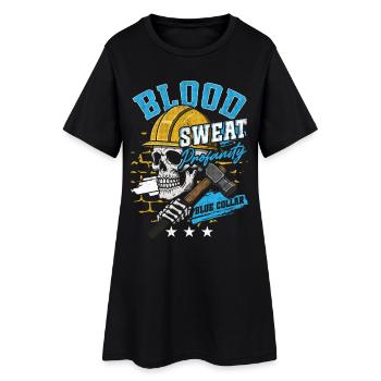 Col bleu Ouvrier Ouvrier du bâtiment - Robe T-shirt Femme - noir - Devant
