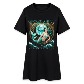 Pierre de naissance Aigue-marine de mars - Robe T-shirt Femme - noir - Devant