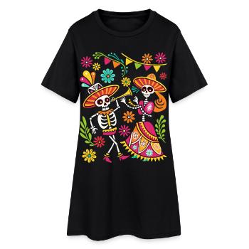 Tête de Mort Mexicaine Sugar Skull Dia de Muertos - Robe T-shirt Femme - noir - Devant