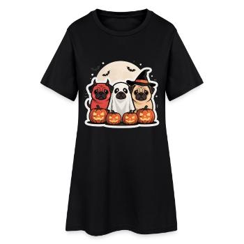 Pug Halloween Costume Funny Pumpkin Gift - Women’s T-Shirt Dress - black - Front