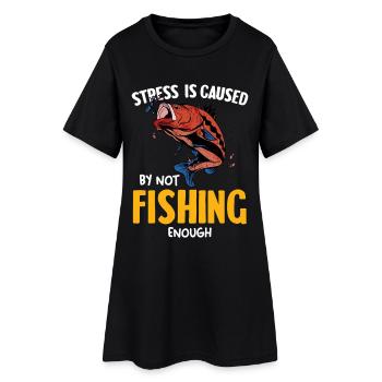 Stress durch zu wenig Angeln - Frauen T-Shirt-Kleid - Schwarz - Vorne