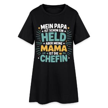 Mein Papa ist Held – aber Mama ist die Chefin - Women’s T-Shirt Dress - black - Front