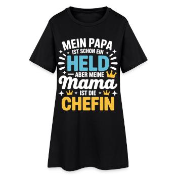 Mein Papa ist Held – aber Mama ist die Chefin - Women’s T-Shirt Dress - black - Front