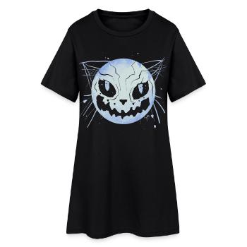 Katzen Zombie Mond - Frauen T-Shirt-Kleid - Schwarz - Vorne
