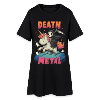 Einhorn Metal - Frauen T-Shirt-Kleid - Schwarz - Vorne