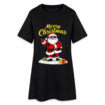 Joyeux Noël Père Noël avec des cadeaux - Robe T-shirt Femme - noir - Devant