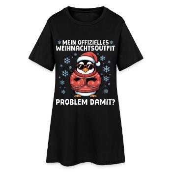 Tenue de Noël Pingouin drôle - Robe T-shirt Femme - noir - Devant