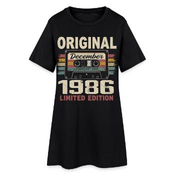 Cadeau D'anniversaire Décembre 1986 - Robe T-shirt Femme - noir - Devant