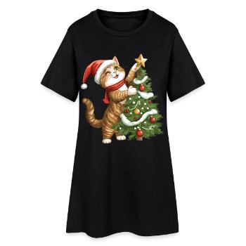 Chat Arbre de Noël Noël Noël Mignon Drôle - Robe T-shirt Femme - noir - Devant