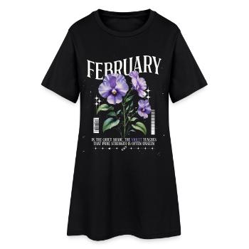 Février Violette Naissance Fleur - Robe T-shirt Femme - noir - Devant