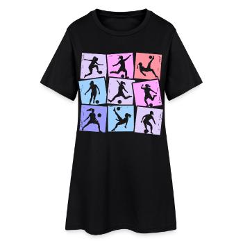 Fußball Mädchen Fußballerin Kinder Damen - Frauen T-Shirt-Kleid - Schwarz - Vorne