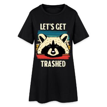 Raccoon Retro Stripes – Let's Get Trashed - Frauen T-Shirt-Kleid - Schwarz - Vorne
