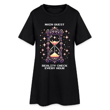 Hauptquest: Stündlich Reality Check | Klartraum - Frauen T-Shirt-Kleid - Schwarz - Vorne