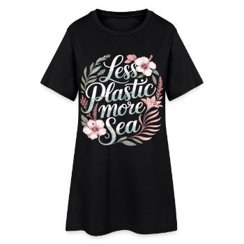 Less Plastic More Sea – Environmental Design Flowers - Women’s T-Shirt Dress - black - Front