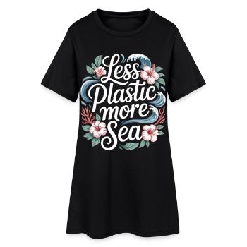 Less Plastic More Sea – Environmental Design Flowers - Women’s T-Shirt Dress - black - Front