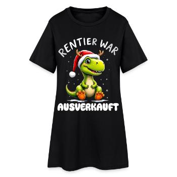 Christmas Dino Saying Reindeer était épuisé - Robe T-shirt Femme - noir - Devant