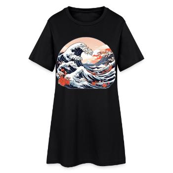 Grande Vague de Kanagawa - Robe T-shirt Femme - noir - Devant