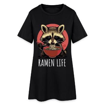 Ramen Life Chemise raton laveur Ramen Noodle - Robe T-shirt Femme - noir - Devant