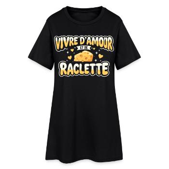 Live On Love And Raclette Lustiges Geschenk - Frauen T-Shirt-Kleid - Schwarz - Vorne