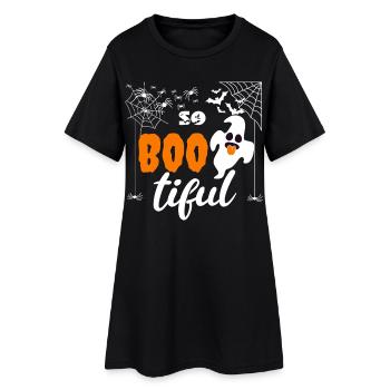 Boo tiful Halloween fantôme drôle dire tenue chauve-souris - Robe T-shirt Femme - noir - Devant
