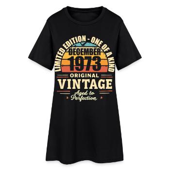 fête d anniversaire décembre 1973 - december 1973 - Robe T-shirt Femme - noir - Devant