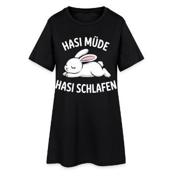 Hasi Müde Hasi Schlafen - Frauen T-Shirt-Kleid - Schwarz - Vorne