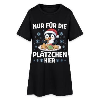 Juste pour les biscuits ici - Pingouin de Noël - Robe T-shirt Femme - noir - Devant