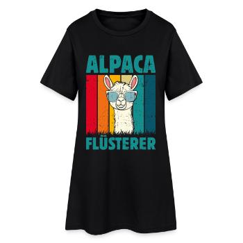 Éventail en alpaga ALPAGA FLÜSTERER Lama Lustiges - Robe T-shirt Femme - noir - Devant